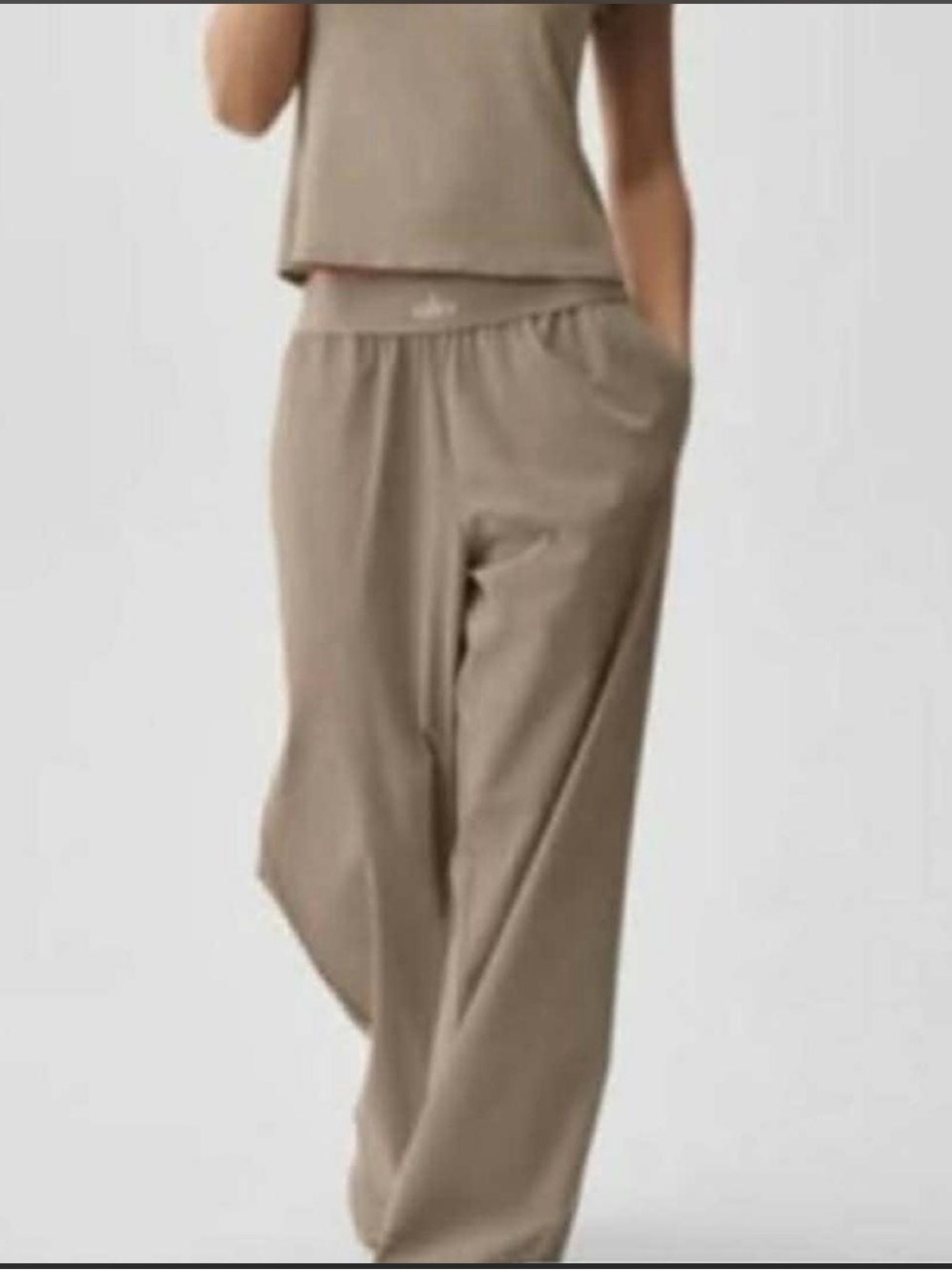 ALO Yoga Wide-Leg Relaxed Pants in Taupe